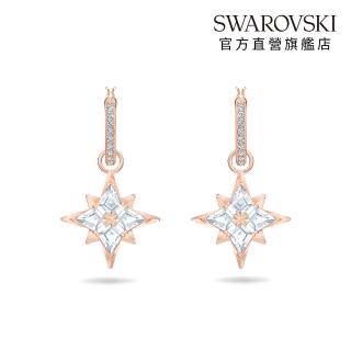 【SWAROVSKI 官方直營】Symbolica 水滴形耳環 星星 白色 鍍玫瑰金色