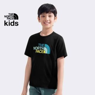 【The North Face 官方旗艦】北面兒童黑色吸濕排汗短袖T恤｜8DCQJK3(排汗衫)