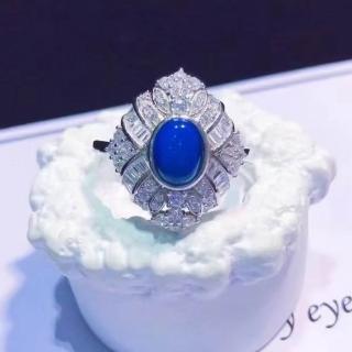 【勝弘珠寶】多明尼加天空藍藍珀璀璨戒指