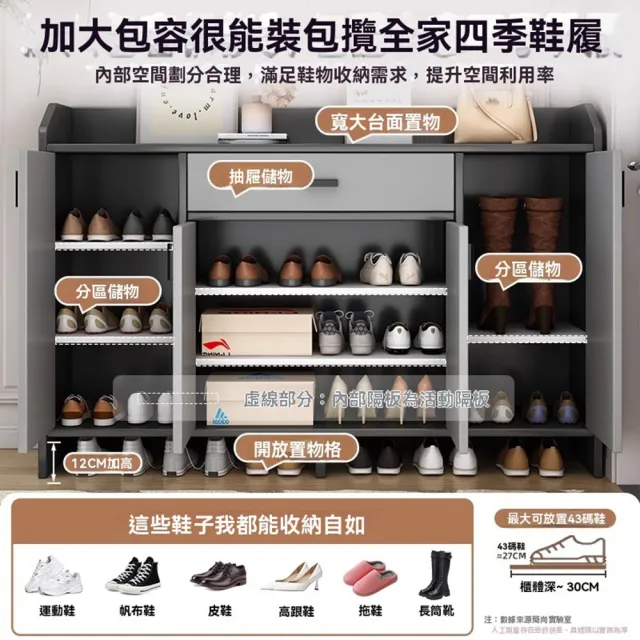 【耐家旗艦店】隱蔽式玄關鞋櫃 -120×30×90cm(多層收納方便/木製鞋櫃/鞋櫃收納/鞋架鞋櫃/玄關櫃/預售15天)