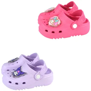 【SANRIO 三麗鷗】14-18cm童鞋 酷洛米、美樂蒂電燈造型厚底輕量休閒拖鞋(紫.桃色)