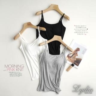 【Lydia】現貨 細肩帶背心 夏季新款基礎色系無鋼圈一體成型吊帶背心(三色可選 五段尺碼)