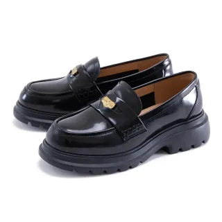 【DIANA】擦色牛皮便士厚底樂福鞋(黑色)