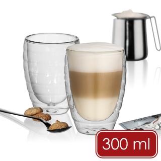 【KELA】Cesena雙層玻璃咖啡杯2入 螺紋300ml / 水杯 咖啡杯 雙層隔熱杯 雙層咖啡杯