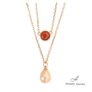 【Hommy Jewelry】Pure Pearl法蘭西的紅寶石珍珠雙鍊(天然珍珠 巴西紅石榴寶石)