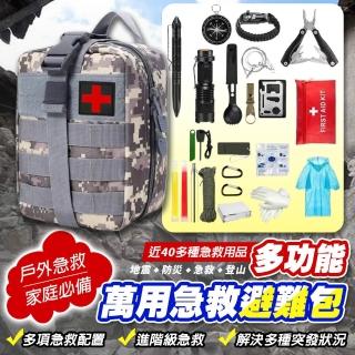 【Zhuyin】天然災害預防 萬用緊急救難避難包 地震 防災 急救(揹包、三頻哨、雨衣手套、急救毯 20合1)