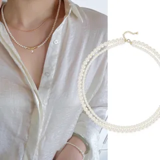 【City Diamond 引雅】網路獨家 母貝珍珠 雙層 疊戴 造型 項鍊-多款任選(職人工藝系列)