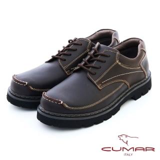 【CUMAR】三色拼接厚底休閒鞋(咖啡色)