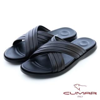 【CUMAR】厚底交叉涼拖鞋(黑色)