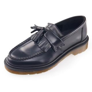【Dr.Martens】馬汀 ADRIAN 英倫流蘇皮鞋 黑 硬皮平底船鞋 馬丁紳士鞋 一腳蹬樂福鞋 男女14573001