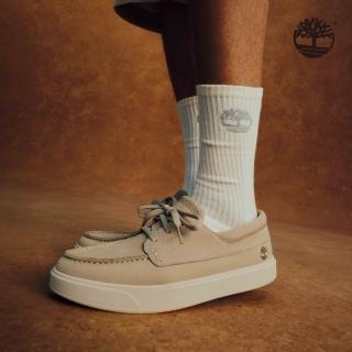 【Timberland 官方旗艦】男款淺灰褐色低筒皮革休閒鞋(A6C92EO2)