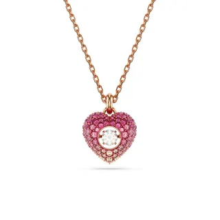 【SWAROVSKI 施華洛世奇】Idyllia 鏈墜 心形 粉紅色 鍍玫瑰金色