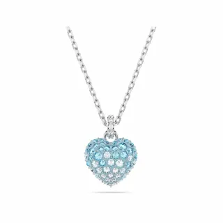 【SWAROVSKI 施華洛世奇】Idyllia 鏈墜 心形 藍色 鍍白金色