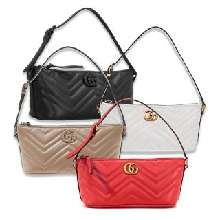 【GUCCI 古馳】739166 經典Marmont系列絎縫牛皮手提肩揹包腋下包(顏色任選)