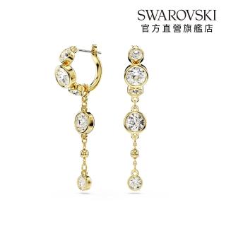 【SWAROVSKI 施華洛世奇】Imber 水滴形耳環 圓形切割 白色 多種金屬潤飾