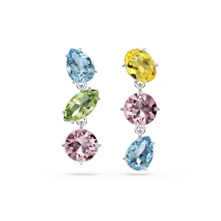 【SWAROVSKI 施華洛世奇】Gema 水滴形耳環 非對稱設計 混合式切割 漸層色 鍍白金色(情人節禮物)