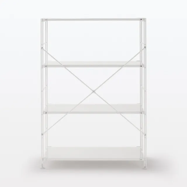 【MUJI 無印良品】SUS鋼製層架組/亮面淺灰/寬/中(大型家具配送)