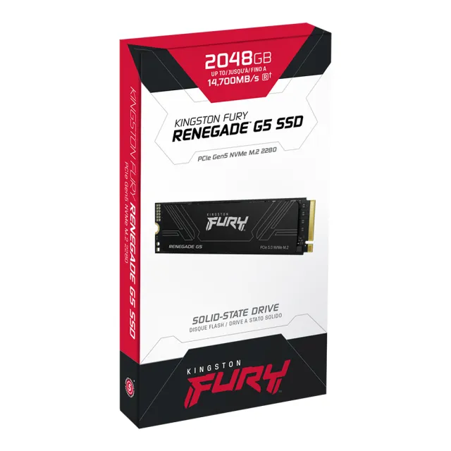【Kingston 金士頓】FURY Renegade G5 PCIe 5.0 NVMe M.2 SSD 2048GB 內接式固態硬碟(SFYR2S/2T0)