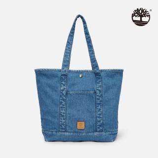 【Timberland 官方旗艦】中性靛藍色天絲牛仔托特包(A6F6HBQ8)