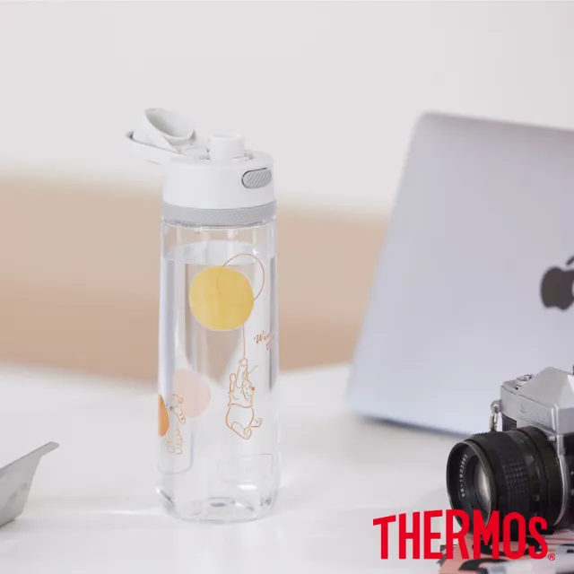 【THERMOS 膳魔師】小熊維尼甜甜圈篇彈蓋輕水瓶710ml(TP4329WP-CL)