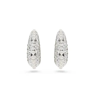 【SWAROVSKI 施華洛世奇】Sublima 水滴形耳環 水晶珍珠 圓形切割 白色 鍍白金色