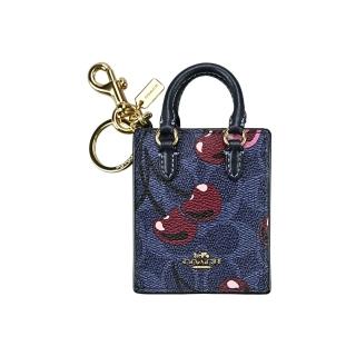 【COACH】C LOGO PVC MINI DYLAN托特包立體造型鑰匙圈掛飾(櫻桃印花/丹寧藍)