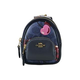 【COACH】C LOGO PVC MINI COURT後揹包立體造型鑰匙圈掛飾(櫻桃印花/丹寧藍)