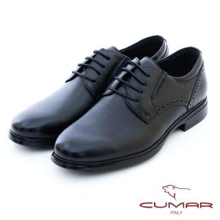 【CUMAR】素面綁帶氣墊皮鞋(黑色)