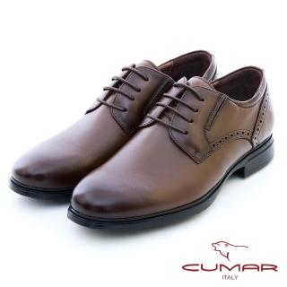 【CUMAR】素面綁帶氣墊皮鞋(咖啡色)