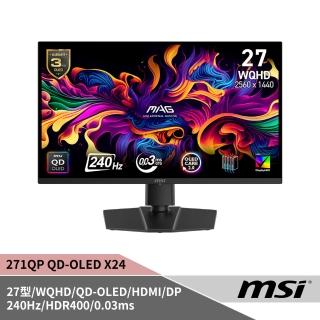 【MSI 微星】MAG 271QP QD-OLED X24 27型 平面電競螢幕(2K/QD-OLED/240Hz/DP+HDMI/0.03ms)