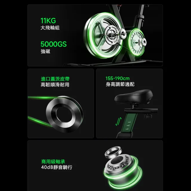 【Josogo】晨曦 黑曜騎士Turbo自發電 智能動感單車 20檔磁控靜音健身車