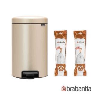 【Brabantia】NEWICON環保垃圾桶-12L香檳金(贈2包垃圾袋)