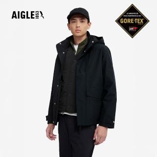 【AIGLE】男 GORE-TEX 防水透氣外套｜AG-4A141A100 黑色(男外套 防水透氣外套 Goretex)