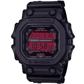 【CASIO 卡西歐】卡西歐G-SHOCK 太陽能鬧鈴坦克電子錶-黑紅(GX-56BBR-1 台灣公司貨)