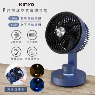 【KINYO】8吋充插兩用DC扇/循環扇/電風扇/USB風扇/UF-7185(自動擺頭/LED/易拆洗)