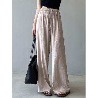【Pure 衣櫃】慵懶風肌理闊腿褲女長褲(百搭下著/KDPY-B732)