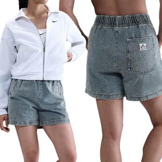 【NIKE 耐吉】As W Nsw Denim Short Gcel 女款 藍色 寬鬆 鬆緊 牛仔 短褲 IF0624-440
