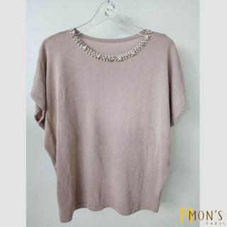 【MON’S】珍珠領蝙蝠袖針織上衣(直)