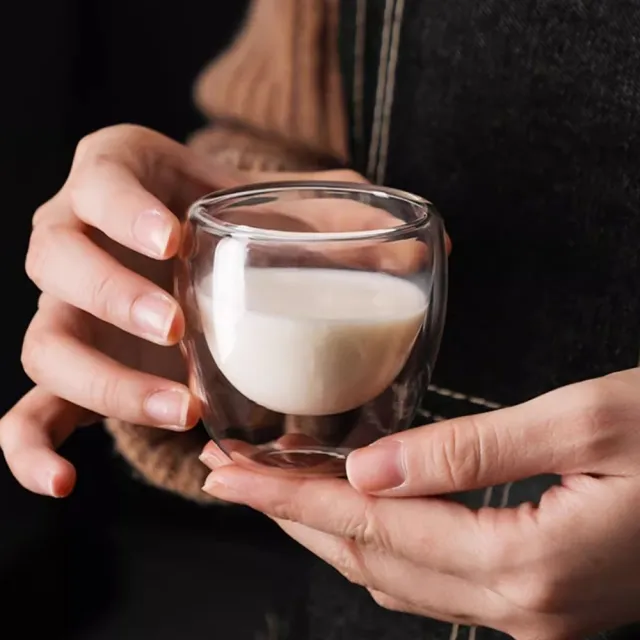 【LEESA】雙層玻璃杯\透明水杯\隔熱杯\雙層\蛋形杯\冷飲杯\入厝禮\咖啡杯\杯子\水杯\玻璃杯\一組兩入