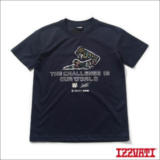 【IZZVATI】童趣塗鴉仿蠶絲短T-深藍(刺繡LOGO經典款)