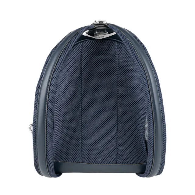 【FENDI 芬迪】Diagonal 對角設計帆布及皮革小型拉鍊後背包(牛仔藍)
