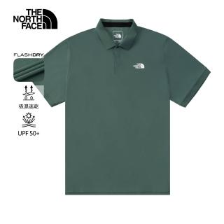 【The North Face 官方旗艦】北面男款綠色UPF防曬短袖POLO衫｜87W2HCH(抗UV)