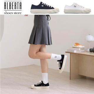 【Alberta】23-28情侶鞋 MIT 男女款 防潑水帆布材質 跟高3.5cm 柔軟帆布鞋 休閒鞋 2色