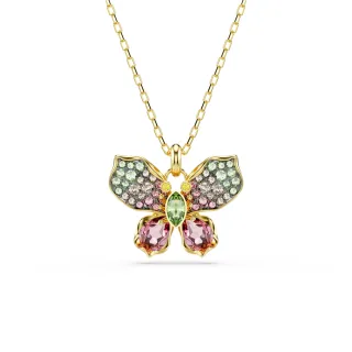 【SWAROVSKI 施華洛世奇】Idyllia 鏈墜 混合式切割 密鑲 蝴蝶 漸層色 鍍金色