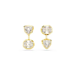 【SWAROVSKI 施華洛世奇】Imber 耳環袋 非對稱設計 混合式切割 白色 鍍金色