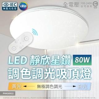 【Philips 飛利浦】LED Pyxis 80W 靜欣 星鑽 遙控吸頂燈 舒適光 可調光調色 (保固5年)7-10坪 全電壓