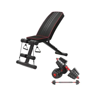 【小不記】多功能健身椅+30kg啞鈴組(啞鈴椅 舉重椅 啞鈴凳 重訓椅 仰臥板 臥推椅 啞鈴 健身器材 重訓器材)