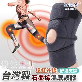 【日本旭川】生命磁醫護級石墨烯 遠紅外線溫感舒適護膝1只(中度支撐/保暖透氣/抗菌消臭 臺灣製)