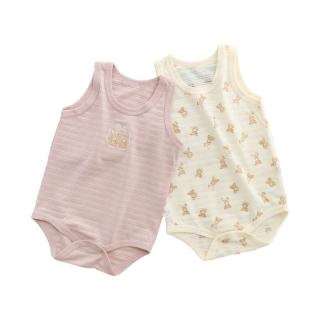 【JoyNa】2件裝 日系純棉無袖包屁衣 薄棉春夏嬰兒服 連身衣 睡衣(純棉.透氣.寶寶童裝)