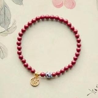 【KT DADA】硃砂手鍊 蓮花手鍊 s925銀 女生項鍊 串珠手鍊 紅色手串 新中式 福牌手鍊 手鍊 天然紫金砂